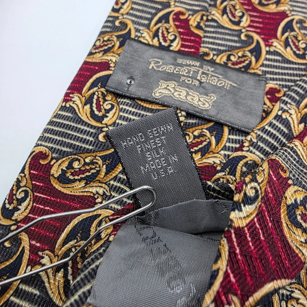 Robert Talbott Tie‎ Mens Paisley Gold Red Black Necktie 100% Silk